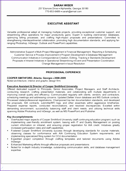executive administrative assistant resume 438594