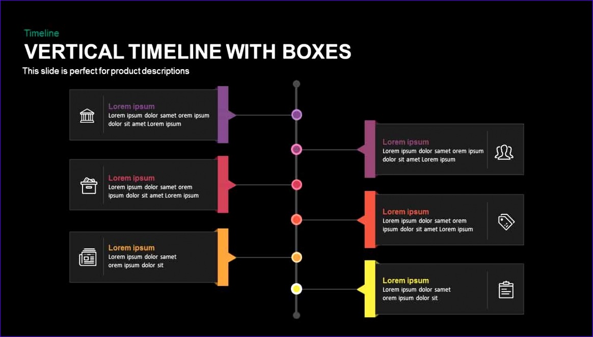 vertical timeline with boxes powerpoint and keynote template 1164662