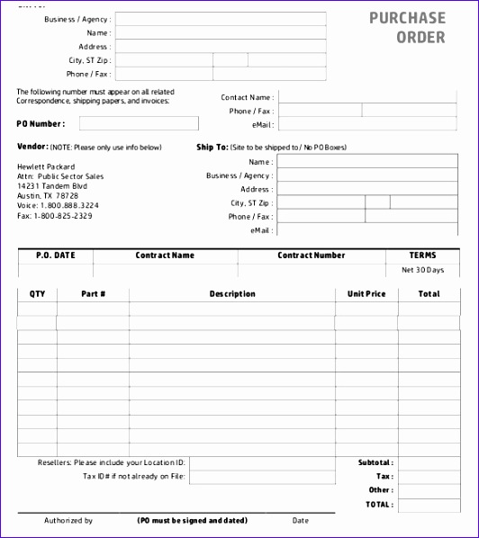 purchase order template 532598