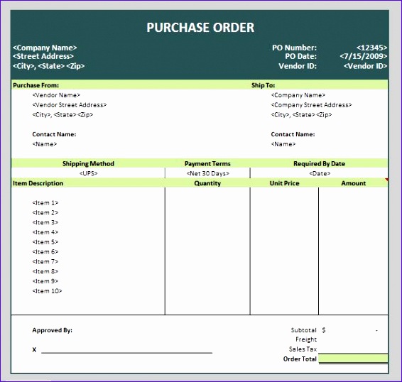purchase order templates 566538