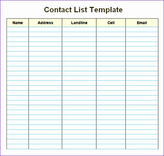 easy to use contact list template samples for your inspirations 549524