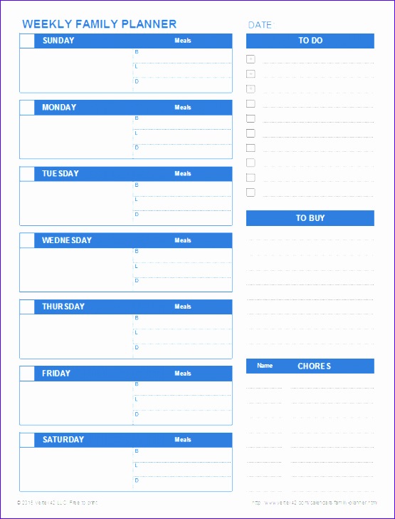 Printable Family Planner Templates for Excel 4c956 family planner