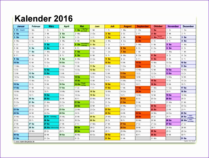 kalenderpedia 2016 zum ausdrucken kostenlos