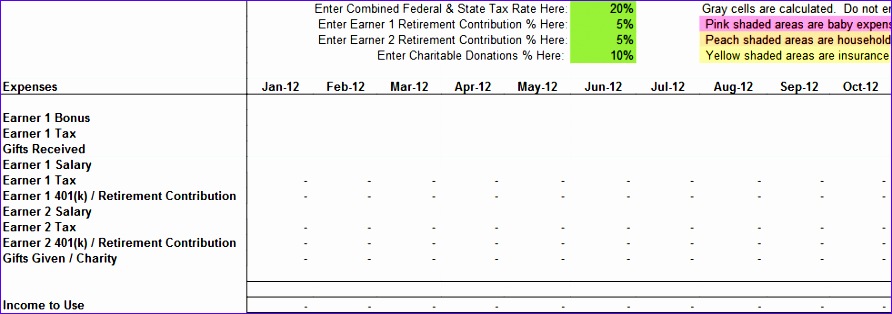 sample monthly expenses spreadsheets
