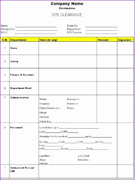 employee clearance form 443588