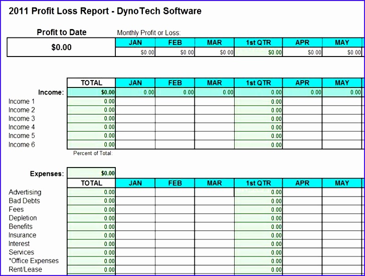 profit loss report spreadsheet d 728552