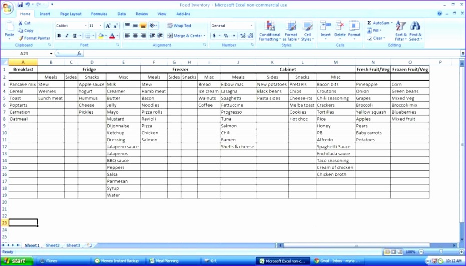 linen inventory spreadsheet