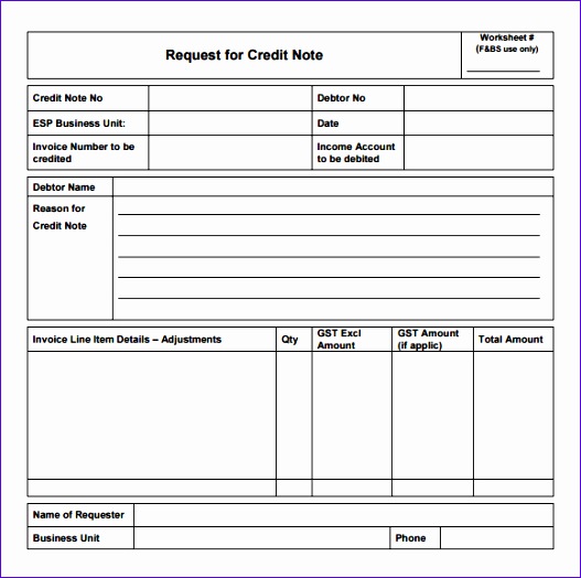 credit note template 527524