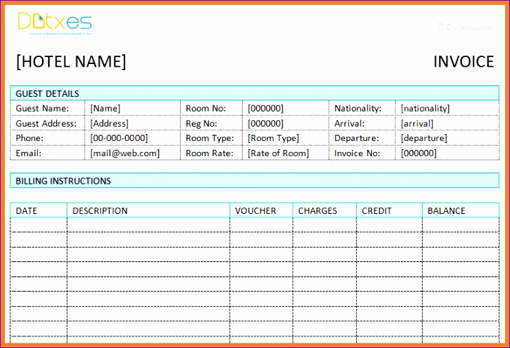 4 hotel invoice format excel 742506