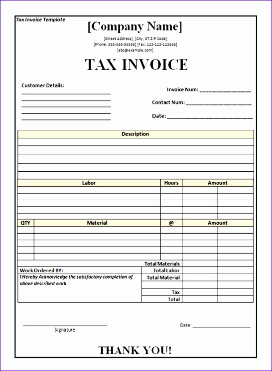 free tax invoice template excel 3343 546743