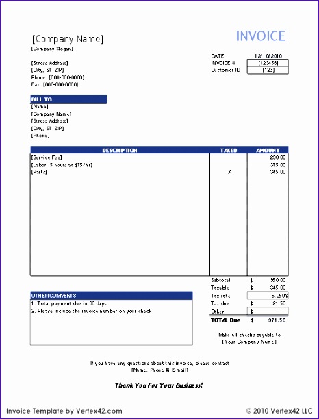 excel invoice template 466612