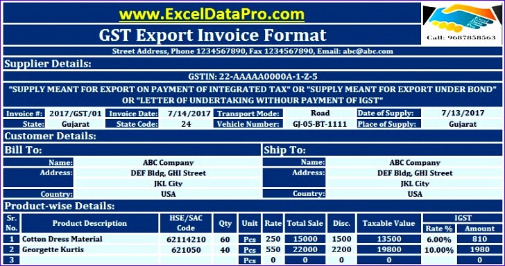 gst export invoice format 728384