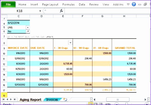 invoice aging report excel template 1350 527368
