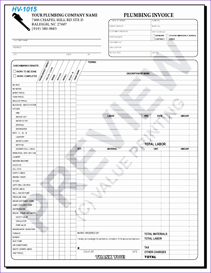 hvac forms and invoices 712920
