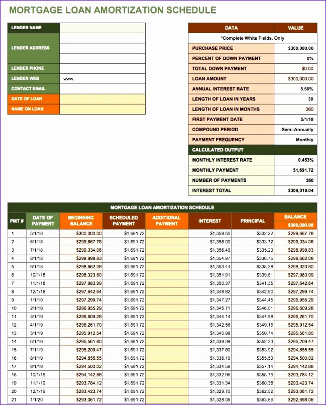 free amortization schedule templates variety loan types 649806