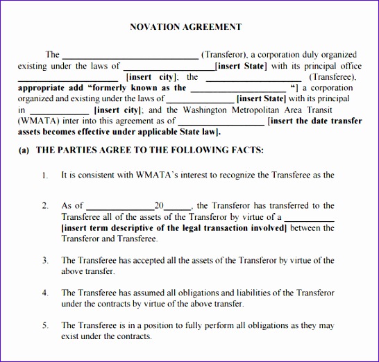 novation agreement template 546522