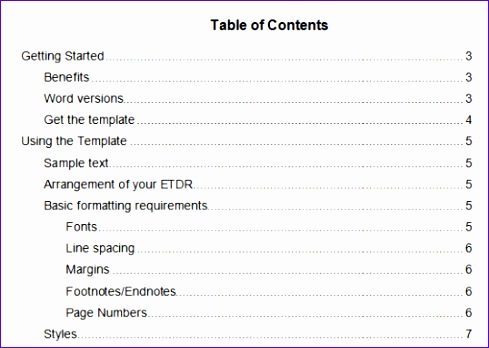 microsoft word table of contents template 489348