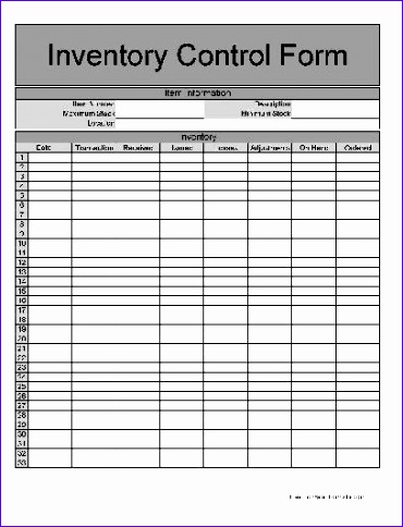 F1968 Fancy Numbered Rows Inventory Control Form 370484