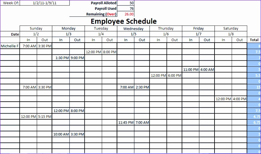 post nursing schedule template excel