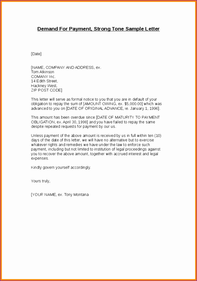 9 letter of demand example 1f576 9 letter of demand example