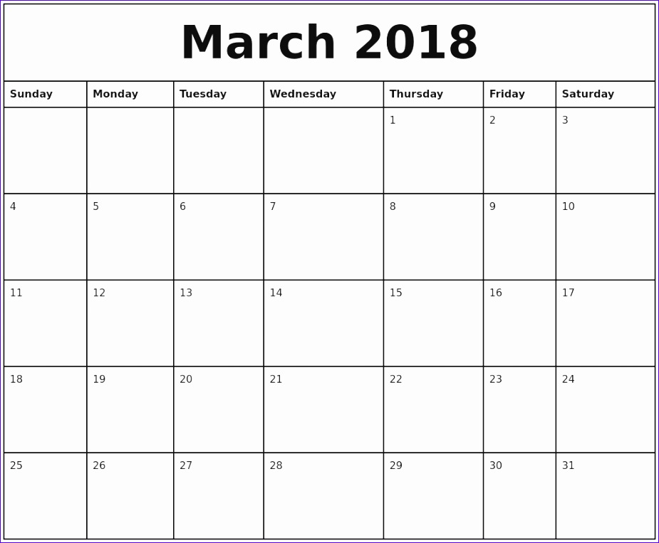 march 2018 printable calendar 925763