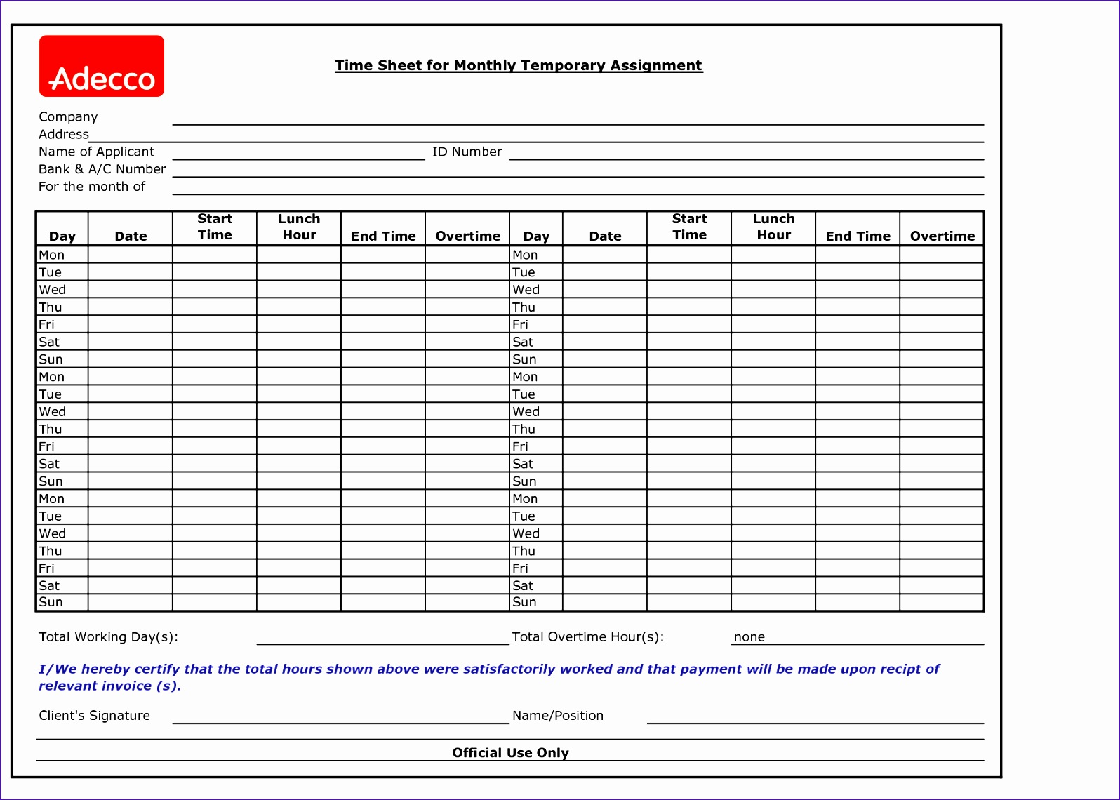 8 Monthly Timesheet Excel Template Excel Templates