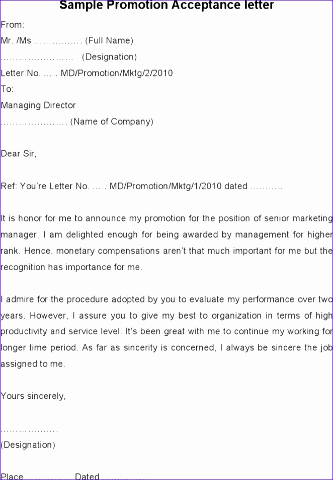 sample promotion acceptance letter 662952
