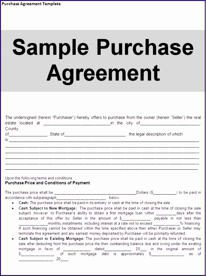 purchase agreement template page 661885