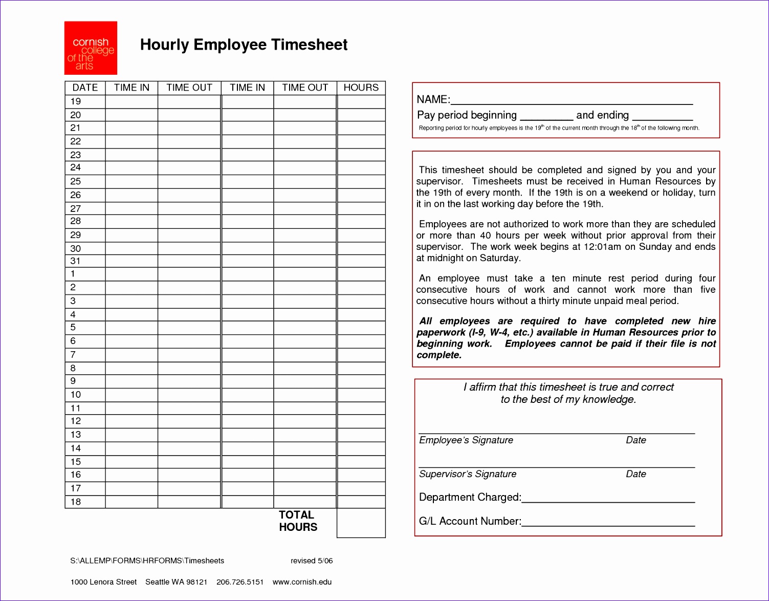 6 timesheets for employees 15031174