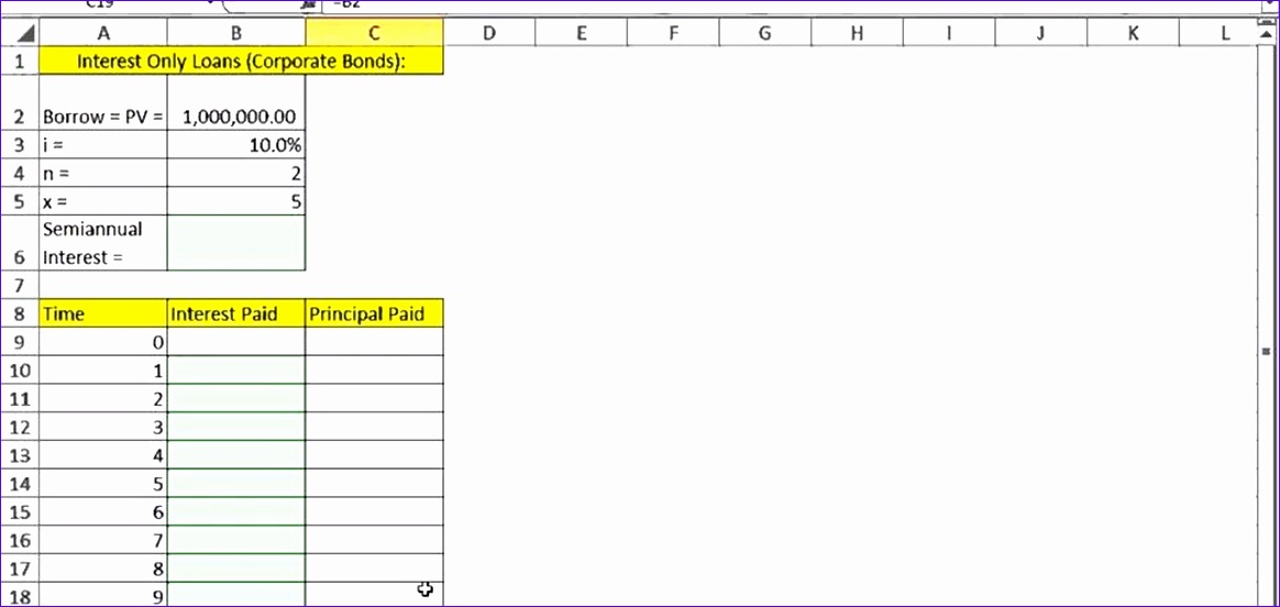 create interest only loan schedule microsoft excel 1164552