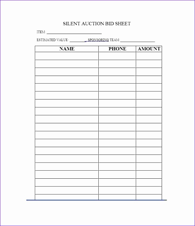 Free Silent Auction Bid Sheet Templates Word Excel 531c1 free auction bid sheet template 656759