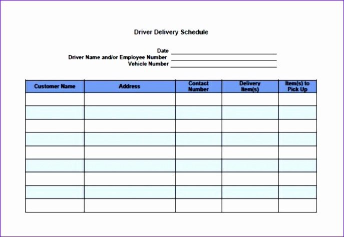 basic driver delivery schedule template 687474