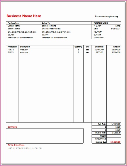 6 excel purchase order template 441576