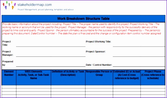 WBS excel template