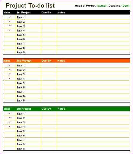 project to do list excel multi task 445517