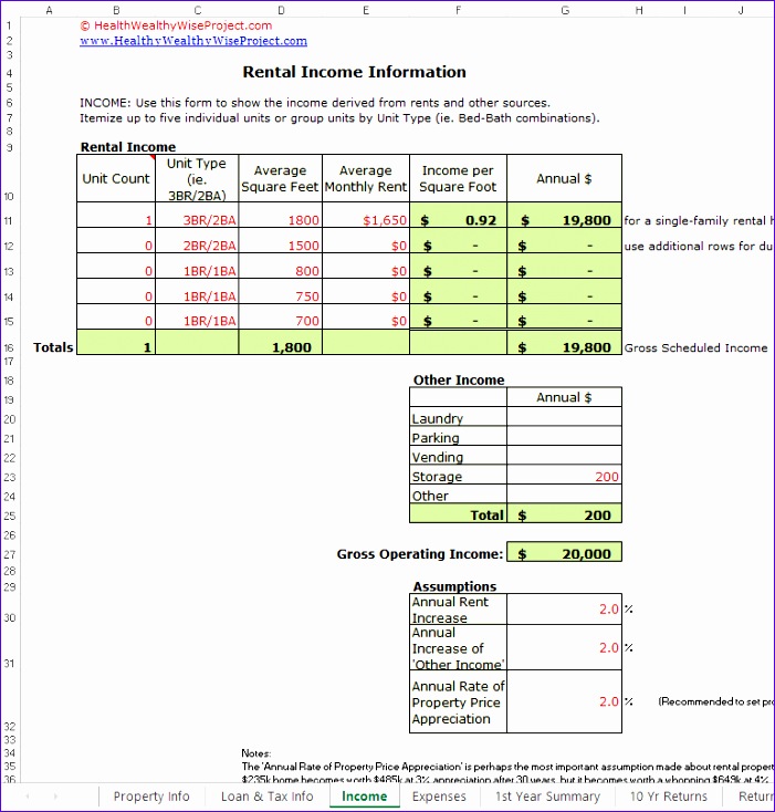 rental real estate analysis excel spreadsheet 701734