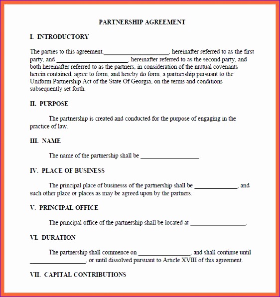partnership agreement template 562596