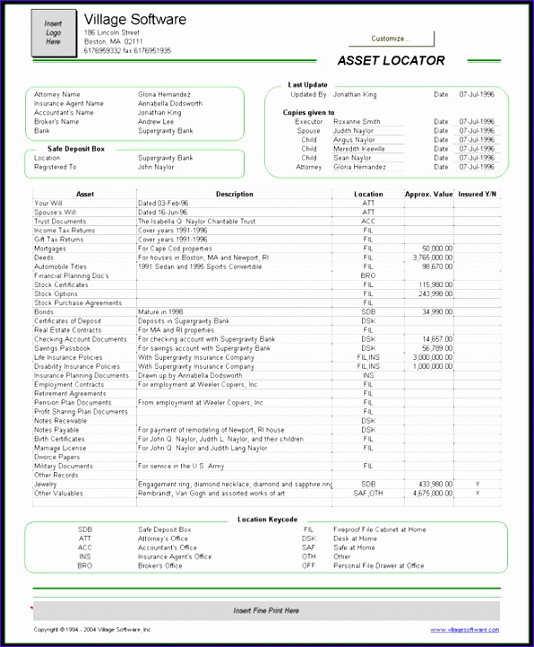 organize personal finance asset locator 596721