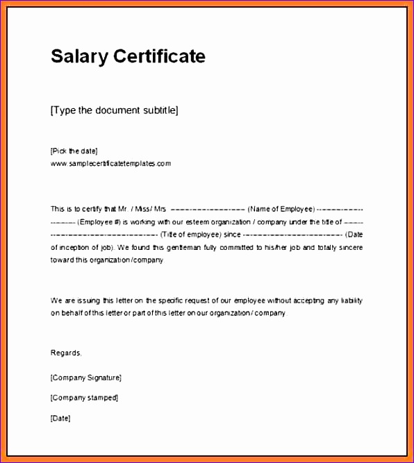 9 salary certificate in word format