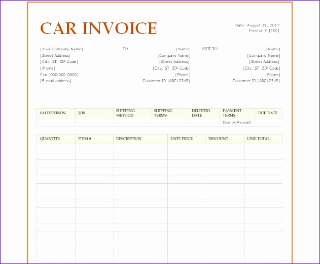 car sale invoice template word excel and pdf 631520