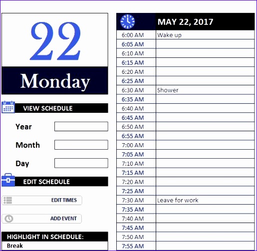 daily work schedule 515503