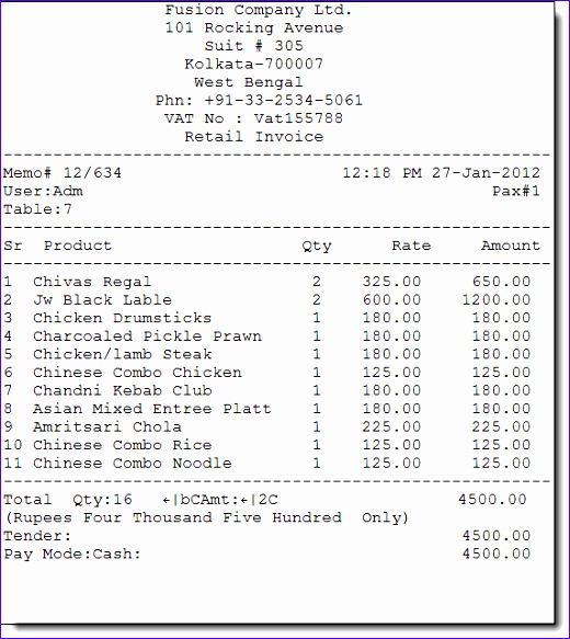 6 food invoice template 2 520583