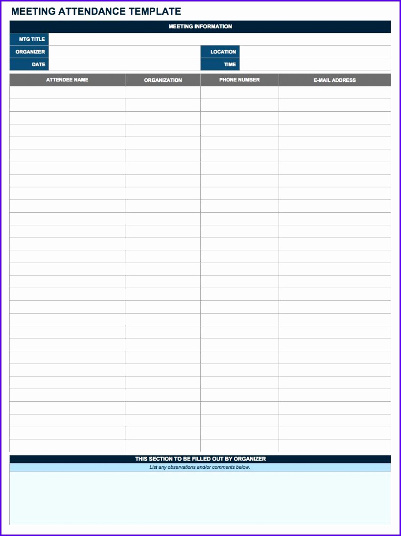 Meeting Attendance Template Excel 8191094