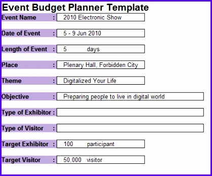 event plannning bud template 444