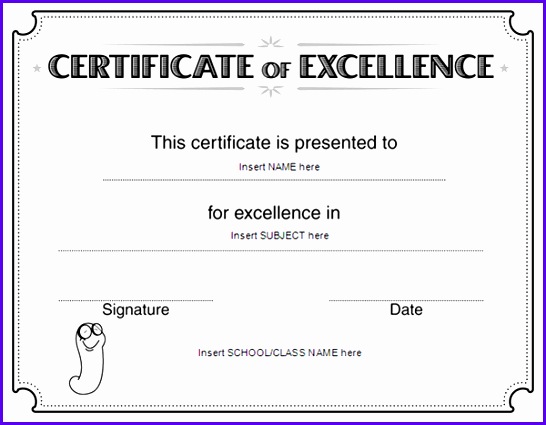 Certificate of excellence 546425