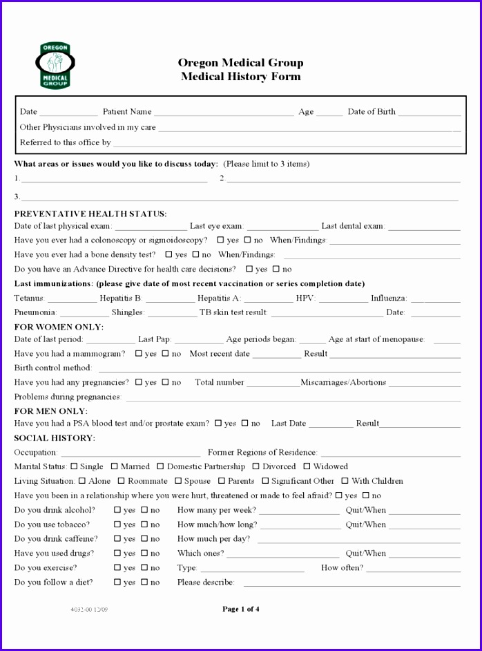 Medical Form 75 Free Templates In Pdf Word Excel Download Group History Oreg 698942