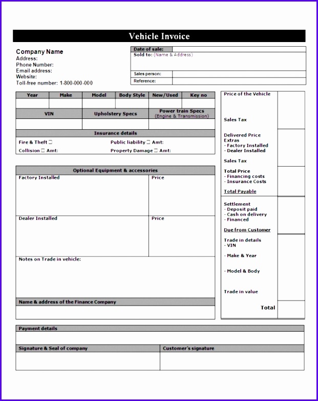 Download Car Invoice Template