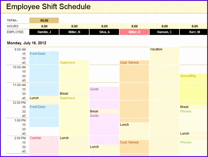 Microsoft Excel Schedule Template 729553