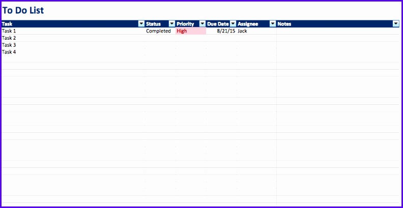 Basic to do list template 792409