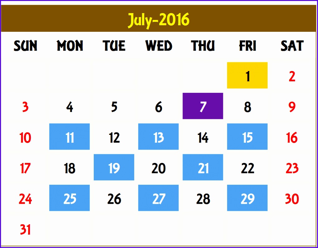 Excel Calendar Template – Monthly Calendar 1021796